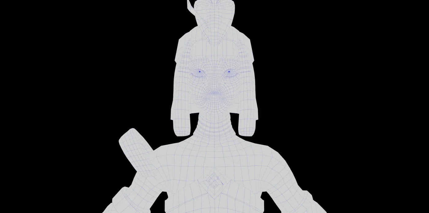 Detalle de la topologia de la cabeza y el torso de Cleopatra