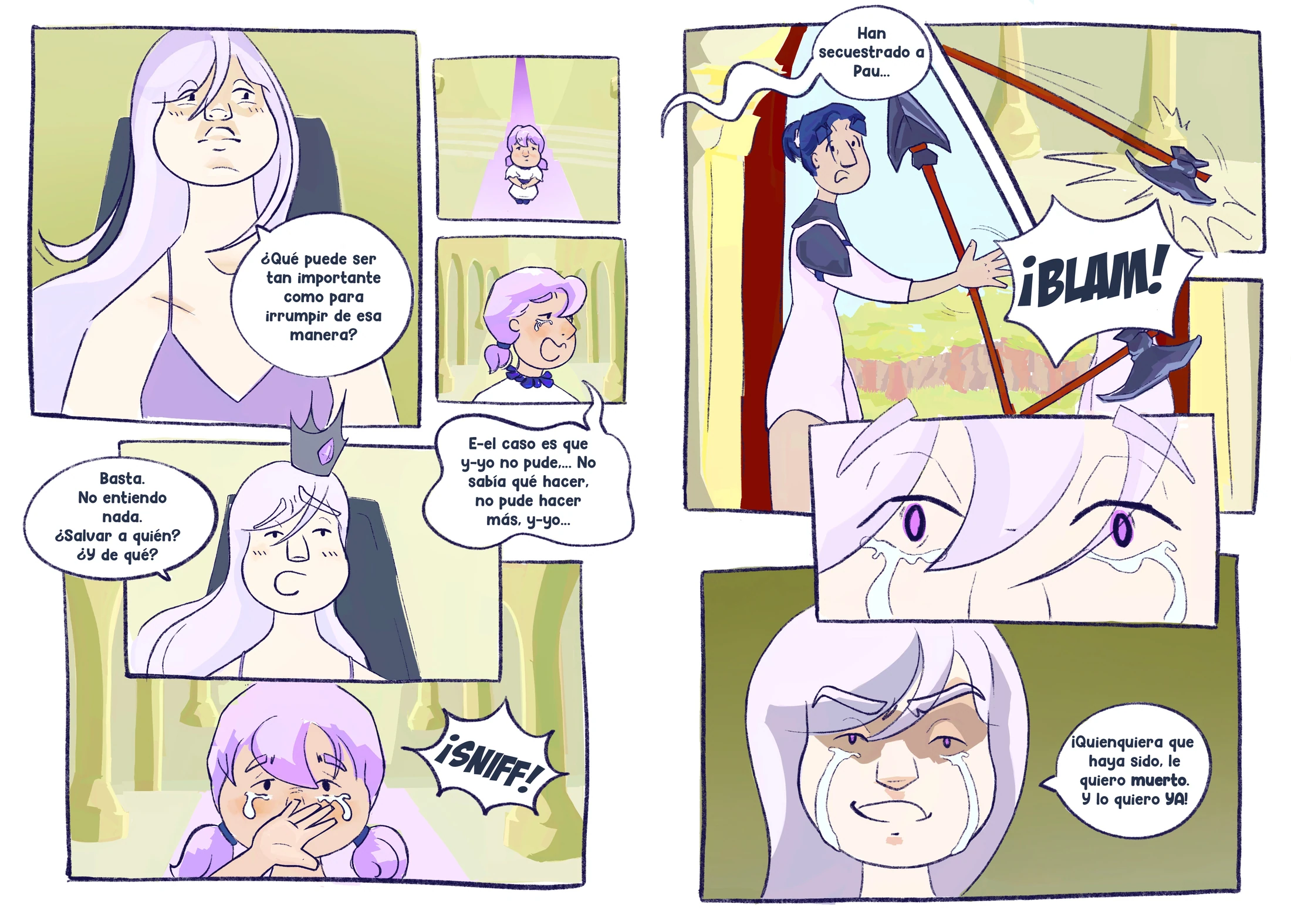 Paginas 3 y 4 del comic La partida inmortal, entintadas y coloreadas