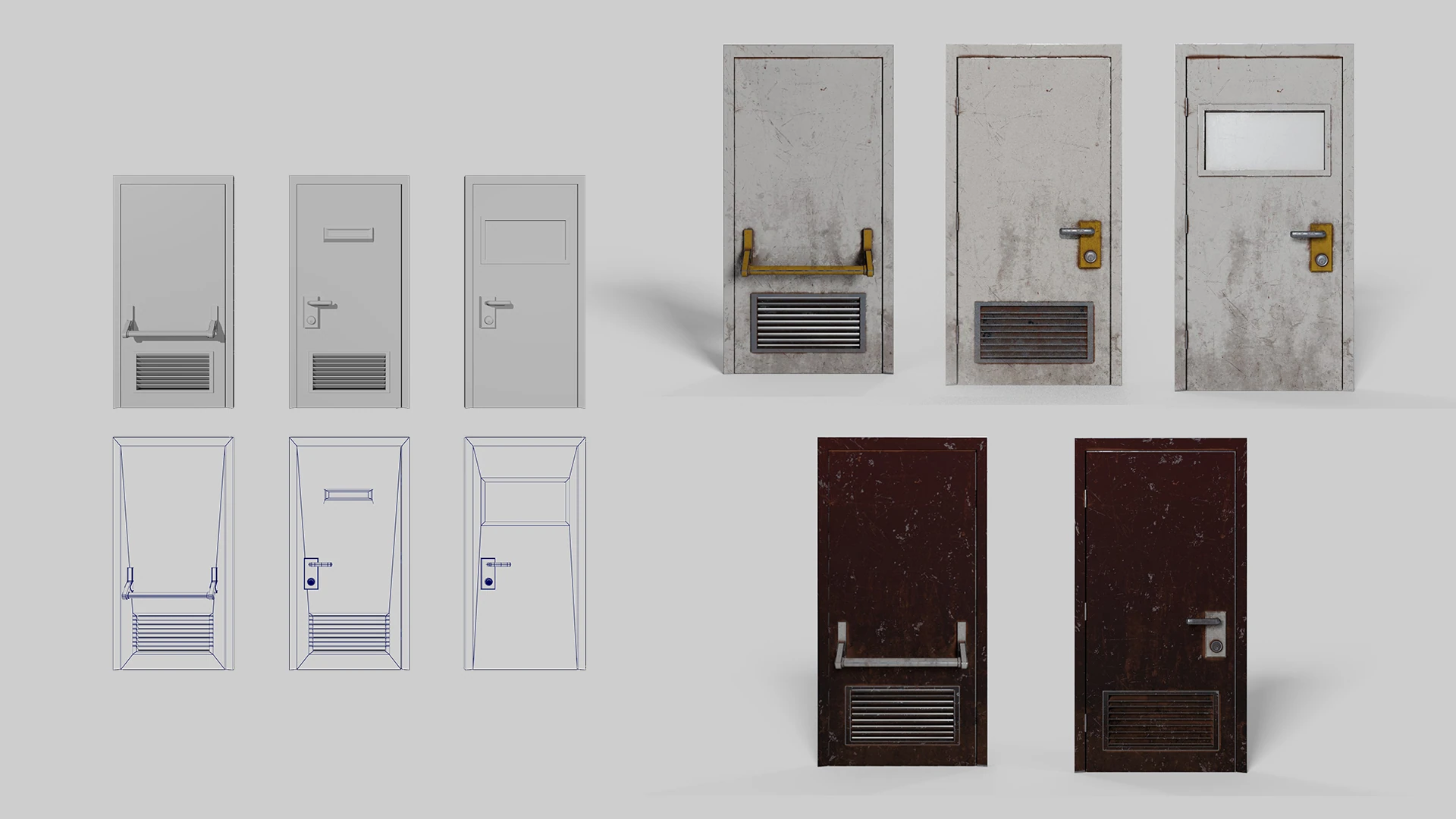 Modelado 3D de puertas para Contrapasso, en distintos acabados