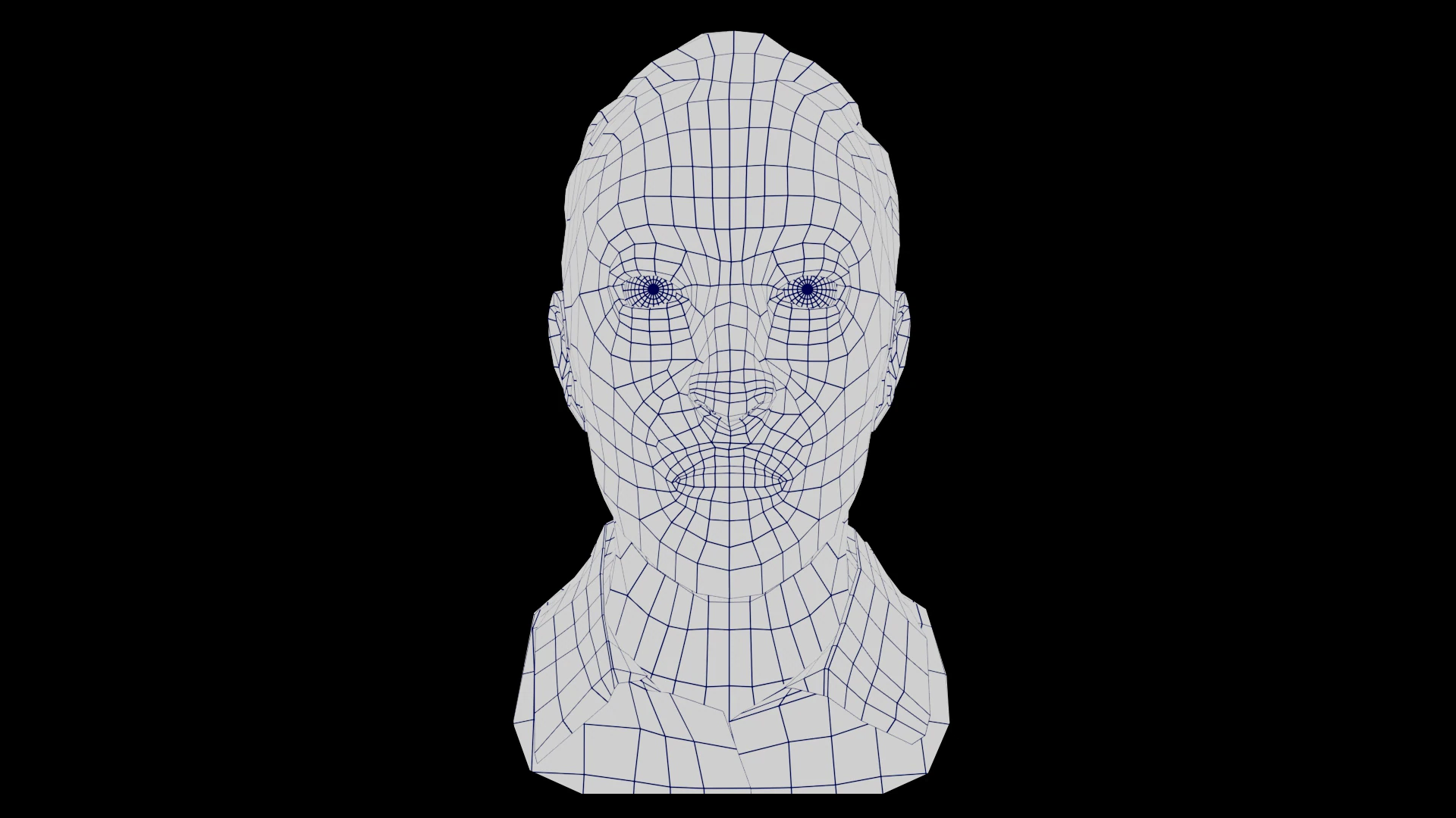 Topologia de la cabeza del detective de Contrapasso en vista de malla